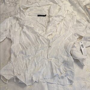 Donna Karan New York Ivory Sheer Wrap Blouse | Tie Front  | NWT 12 | A221057PC2